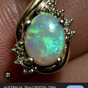 Vintage Opal and Diamond Gold Necklace